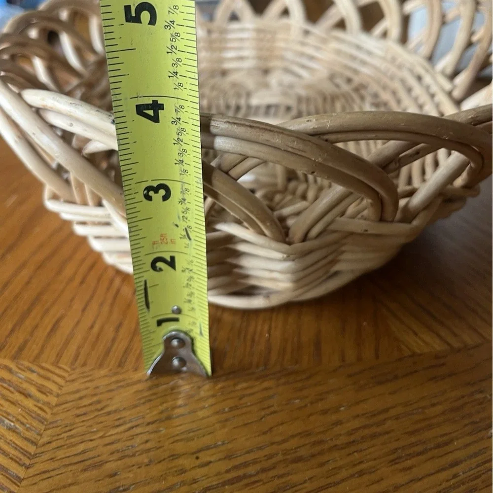 Vintage Basket Bread Roll Serve Fruit Floral Egg Woven Braided Wicker 12.5